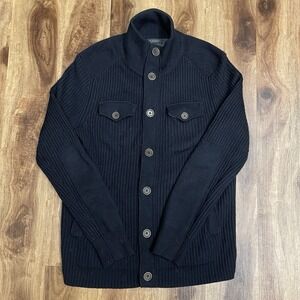 Banana Republic Cardigan Mens Small Blue Button Merino Wool Collar Knit Preppy
